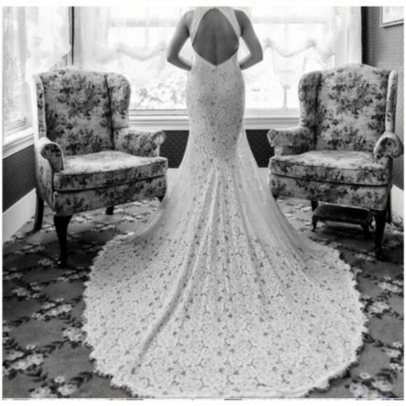 Lulu's White Lace Open Back Wedding Dress - Picture 6 of 16